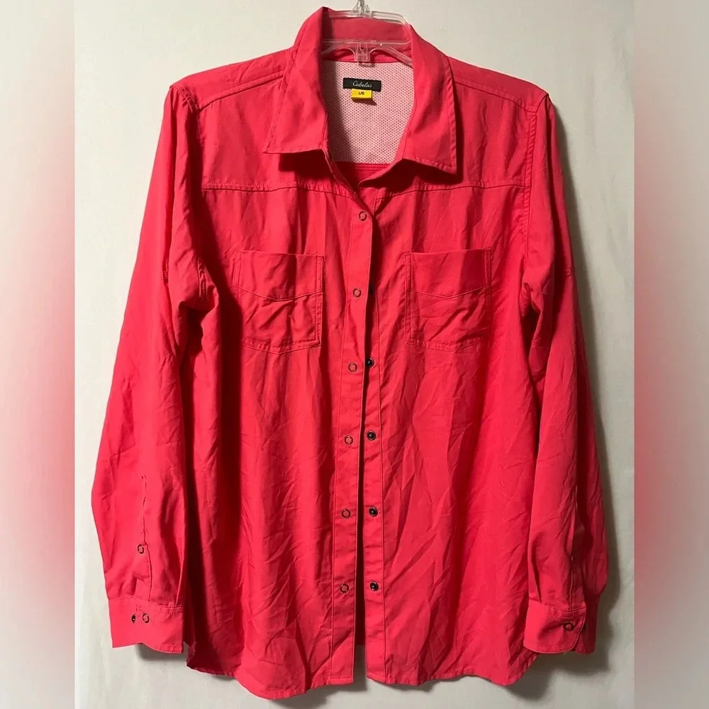 Cabela’s Women’s Pink Button Down Long Sleeve Size Large - Picture 1 of 6